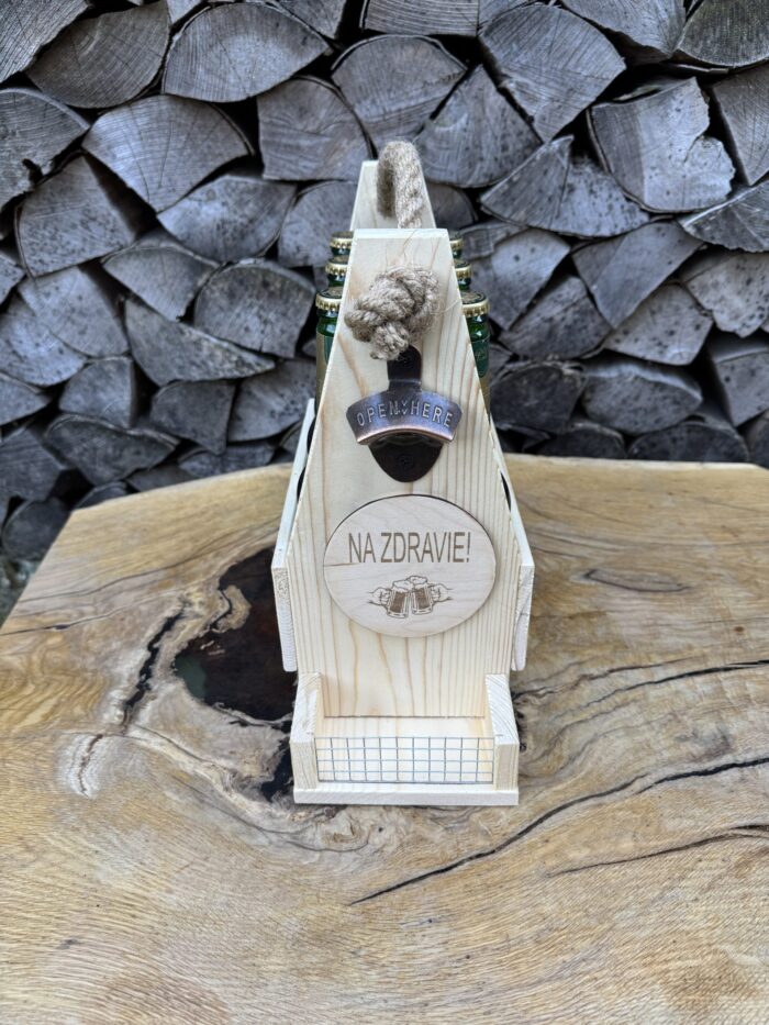 Drevený nosič piva | varianta čisté drevo – Obrázok 4