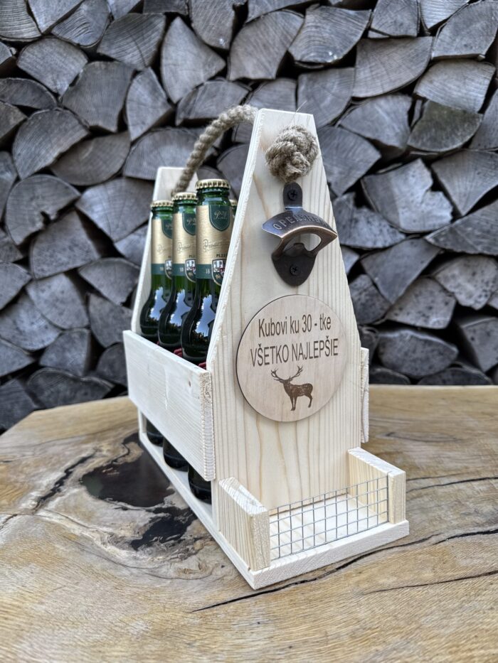 Drevený nosič piva | varianta čisté drevo – Obrázok 2